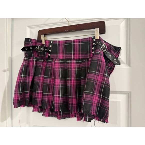 WIDOW - WOMEN'S XXL -PLAID PLEATED TARTAN SKATER SCHOOL LACE SKIRT - Picture 2 of 9